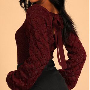 Burgundy sweater with bow